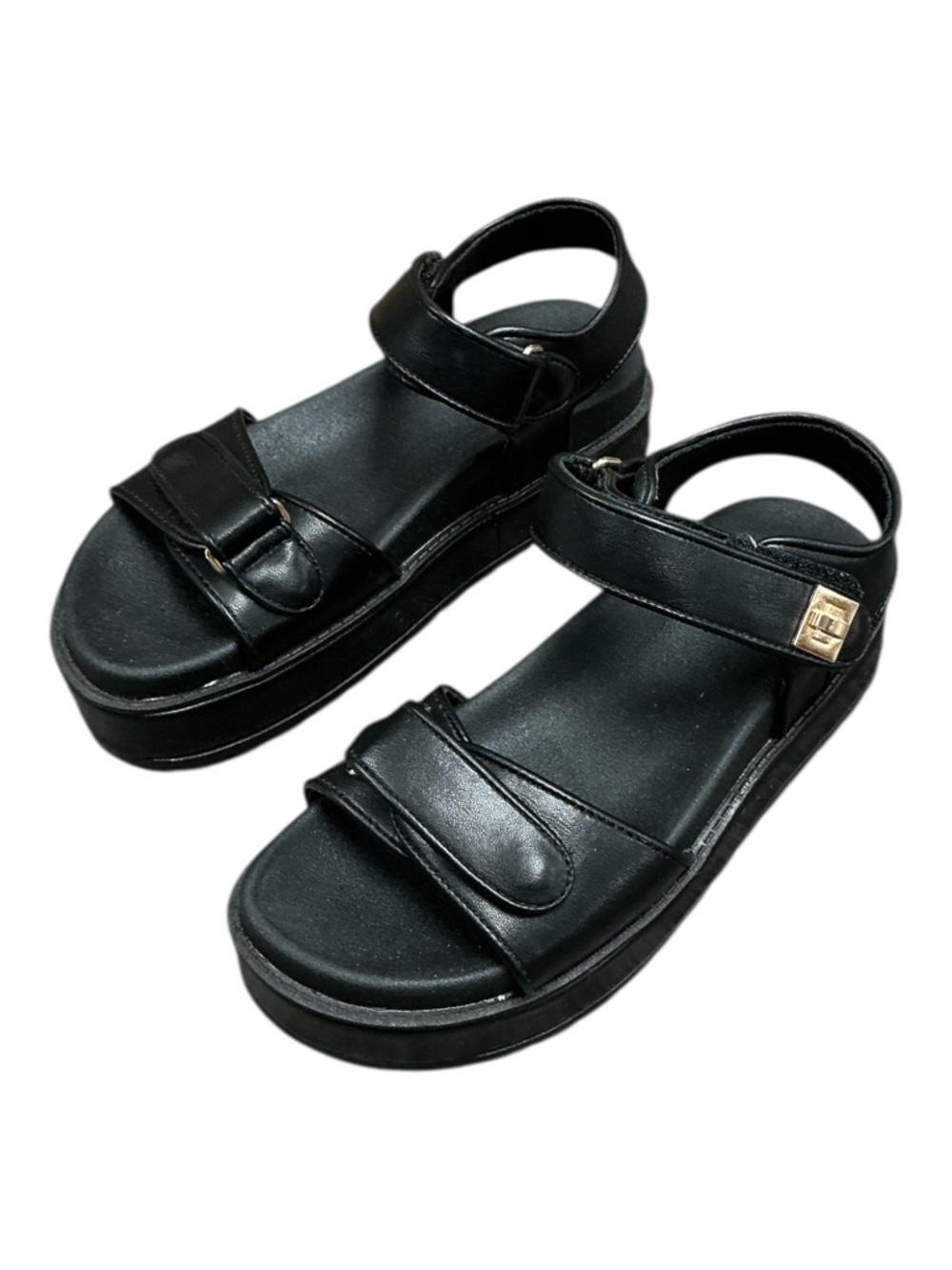 SO - NEW - Loreen Strappy Black Platform Sandals - Picture 3 of 5